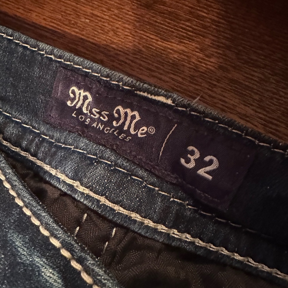 Miss Me Blue Boot Cut Jeans with Contrasting Stitching